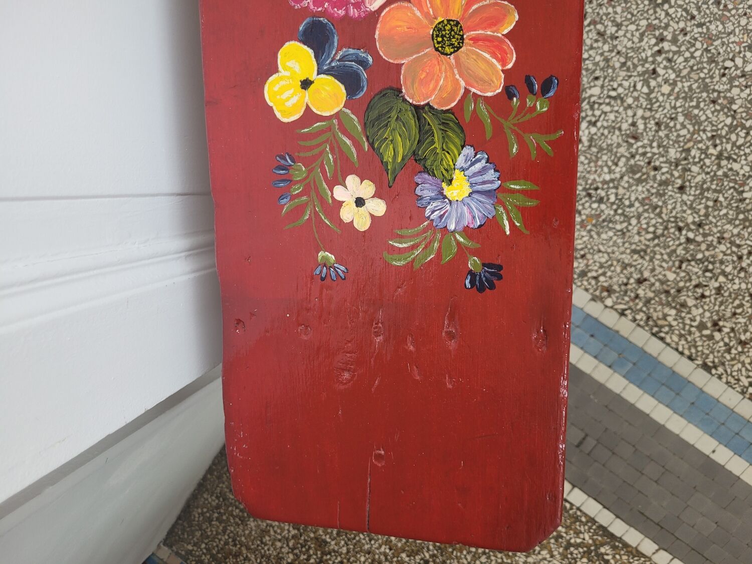 Bench with flowery decorations