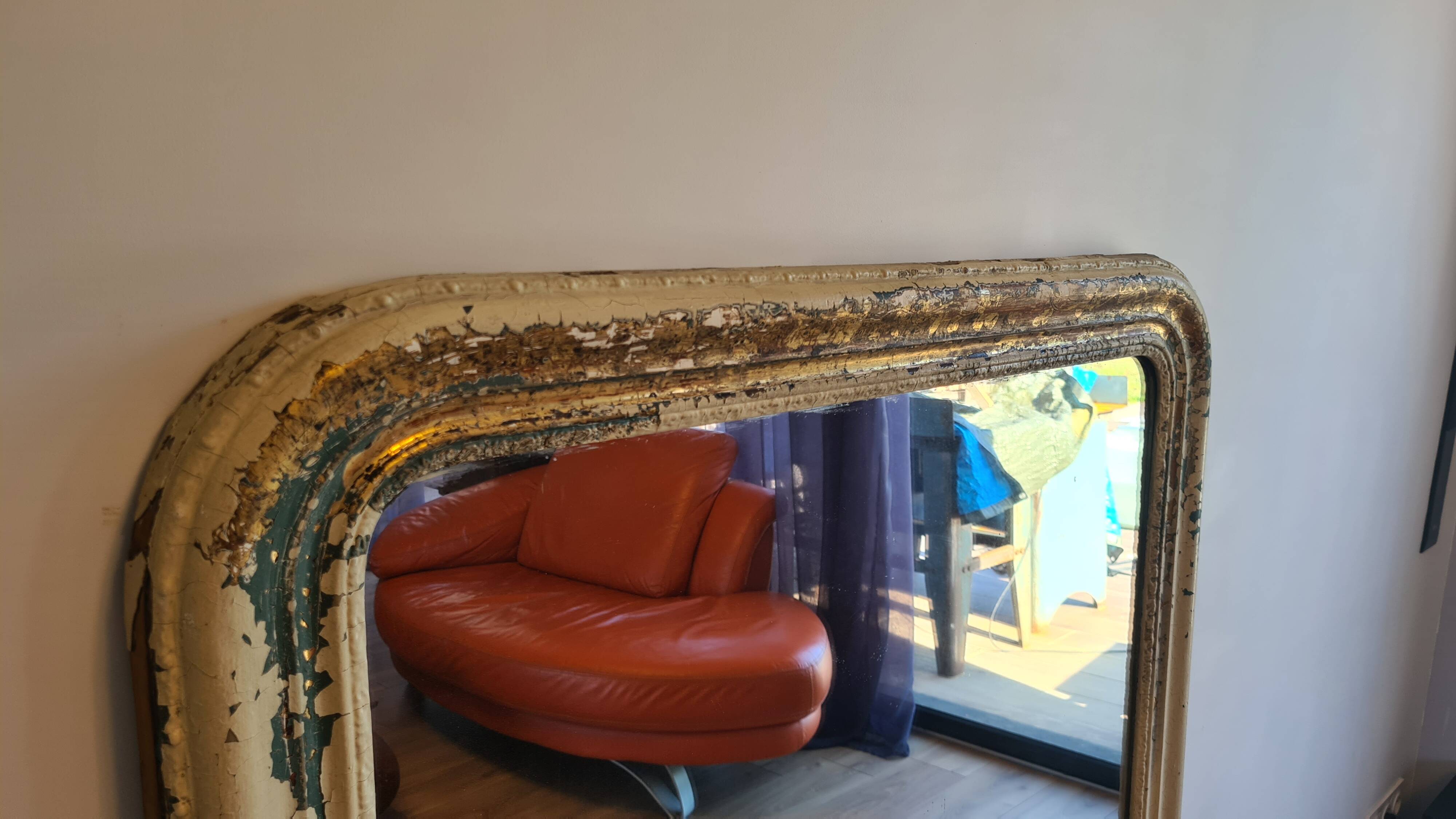 Large shabby chic Louis-Philippe mirror 139 × 106 cm – old-world charm