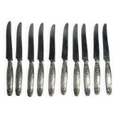 Tableware, set of ten silver fruit knives Minerva early 20th century.