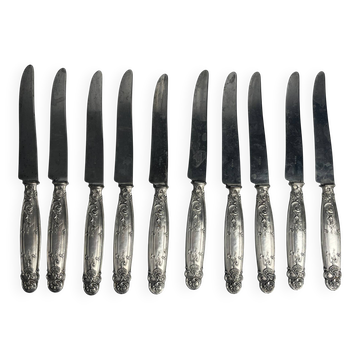 Tableware, set of ten silver fruit knives Minerva early 20th century.