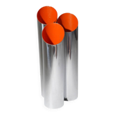 3 chrome-plated metal umbrella stands, 1970s