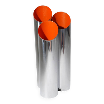 3 chrome-plated metal umbrella stands, 1970s