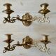 Pair of brass wall candle holders