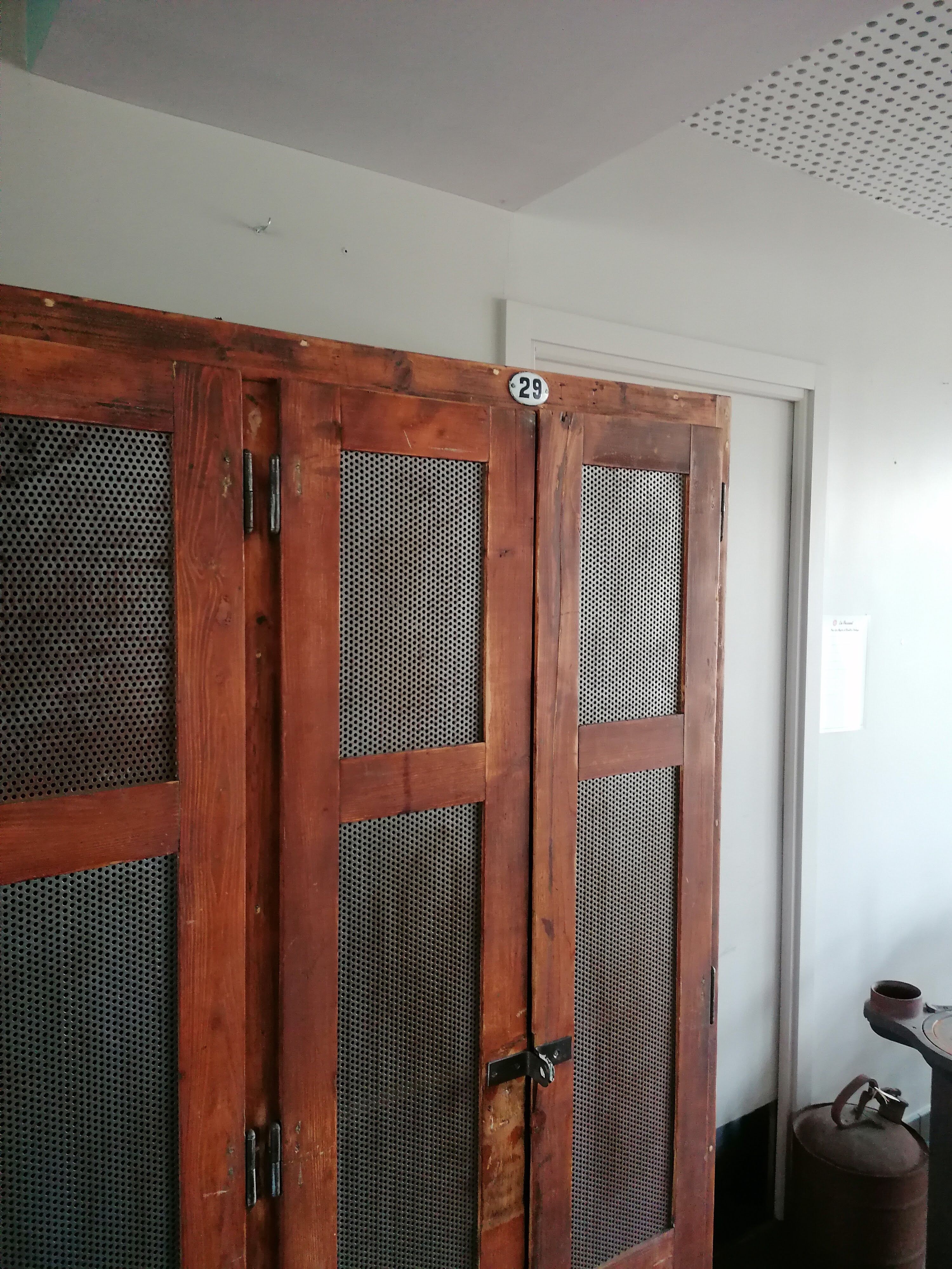 Vintage wooden wardrobe, 4 doors, cloakroom style.