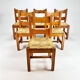 Mid century pine and rush dining chairs, set of 6, 1960s