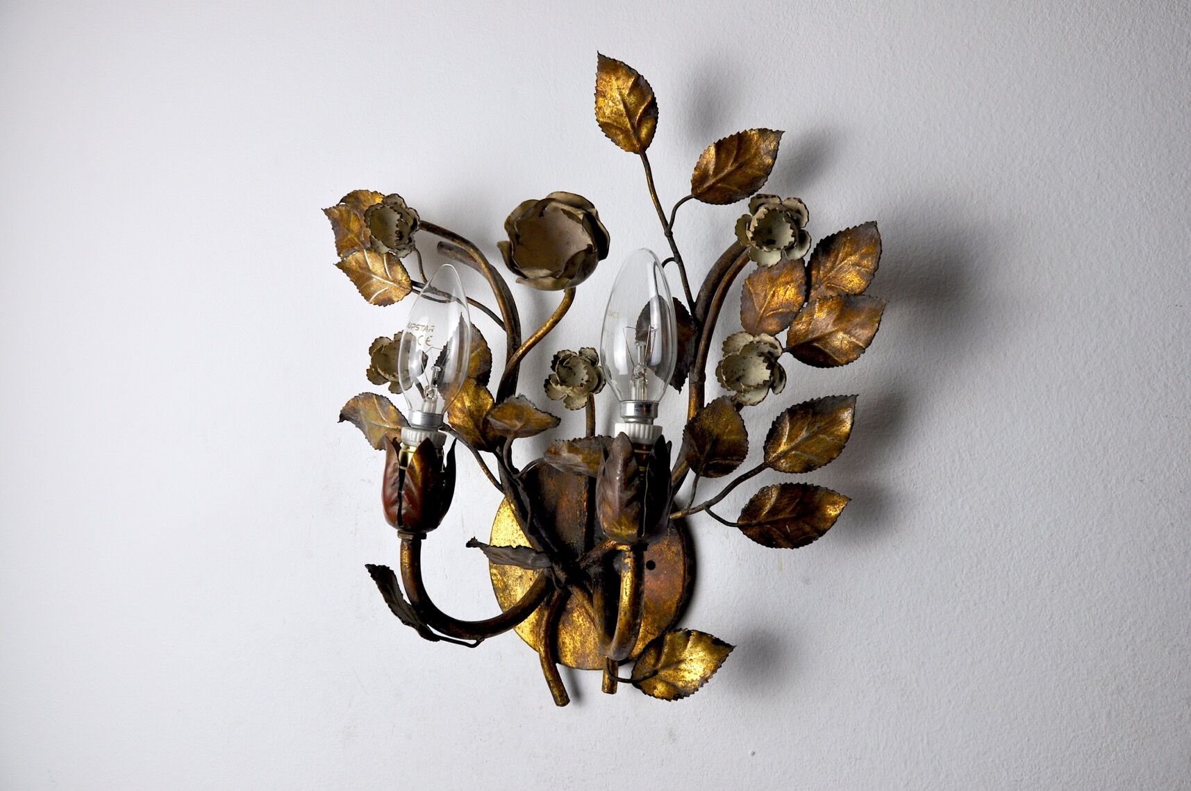Floral wall lamp regency, midcentury, Italy