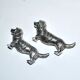 Set of 2 vintage animal knife rests, dachshund and basset hound, in silver-plated metal.