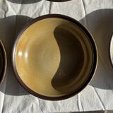 Set of 8 brown-rimmed stoneware deep plates Atelier Saint Simon D19.5