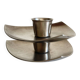 Geometric brushed metal candle holders vintage