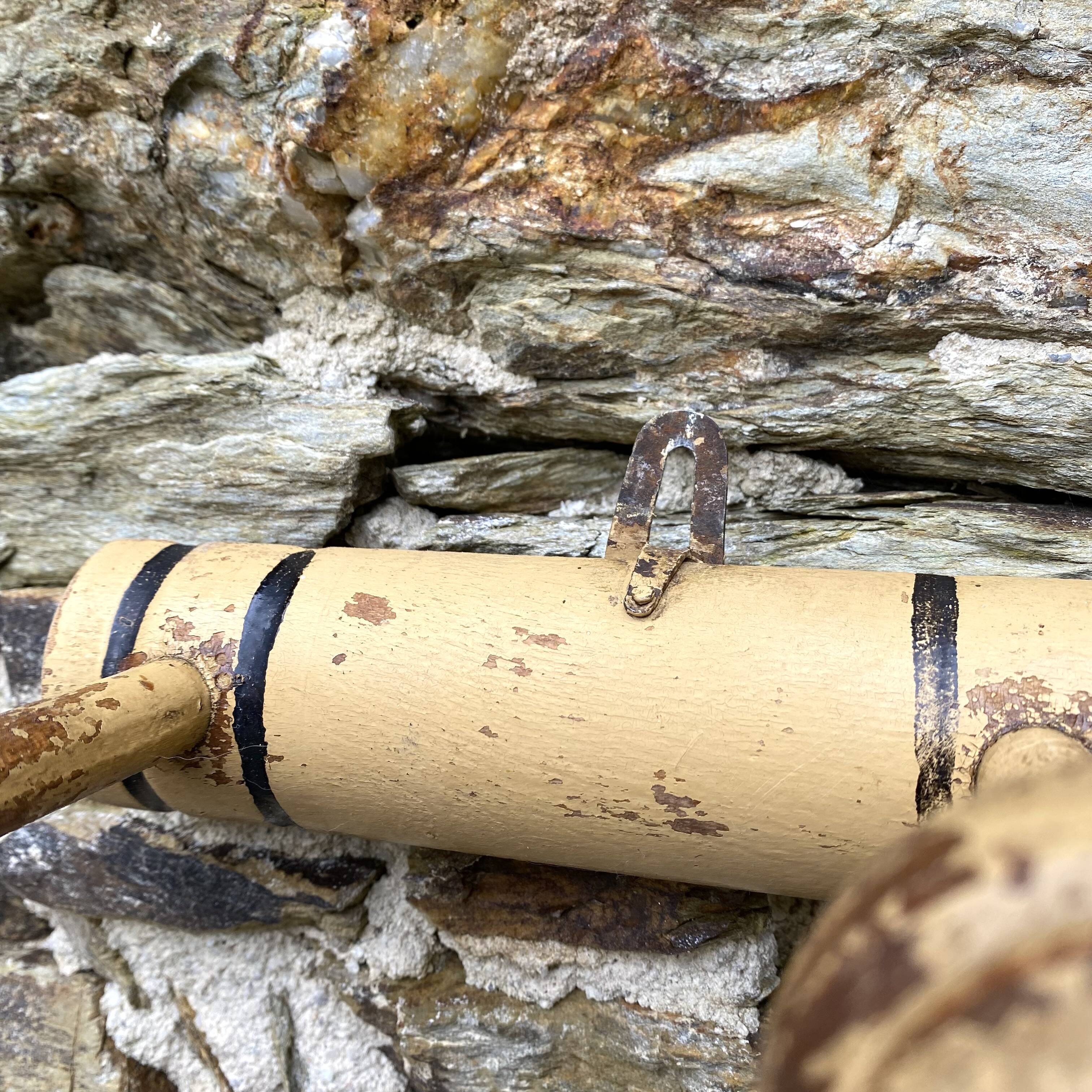 Antique wooden wall coat rack with 6 hooks, 1900
