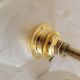 Brass flower and frosted glass sconce