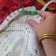 vintage crochet plaid blanket 208 193 ecru color