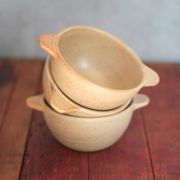 Set of 3 vintage village stoneware bowls, breakfast bowl, vintage ear bowl.