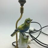 Bronze lamp and bird porcelain signed EC