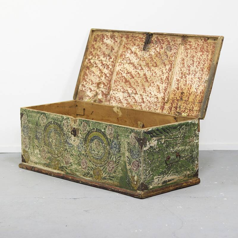 Painted Folk Art Bridal Chest
