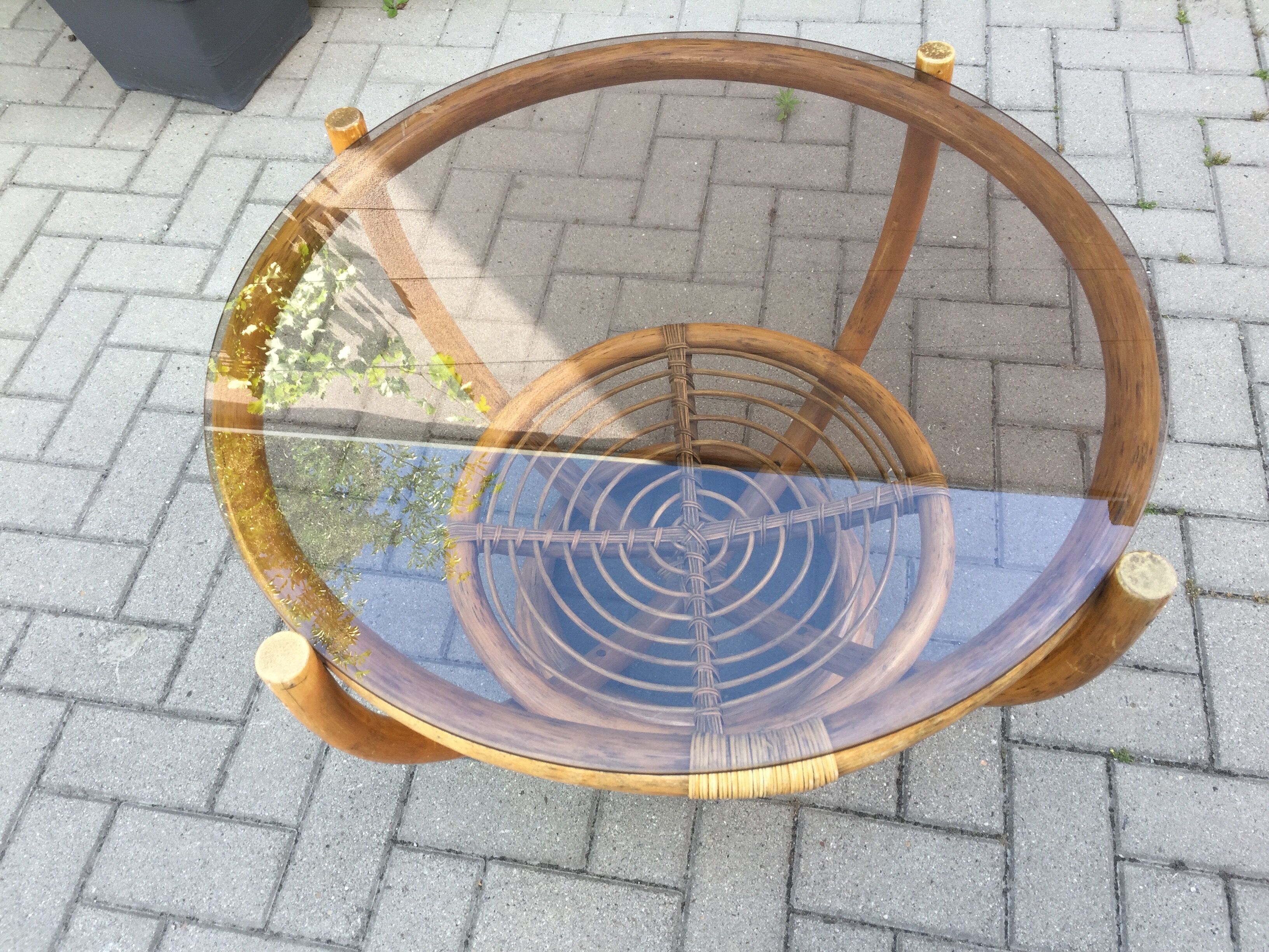 Vintage rattan coffee table 1970