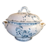 Large soup tureen blue and white ironstone K G Lunéville