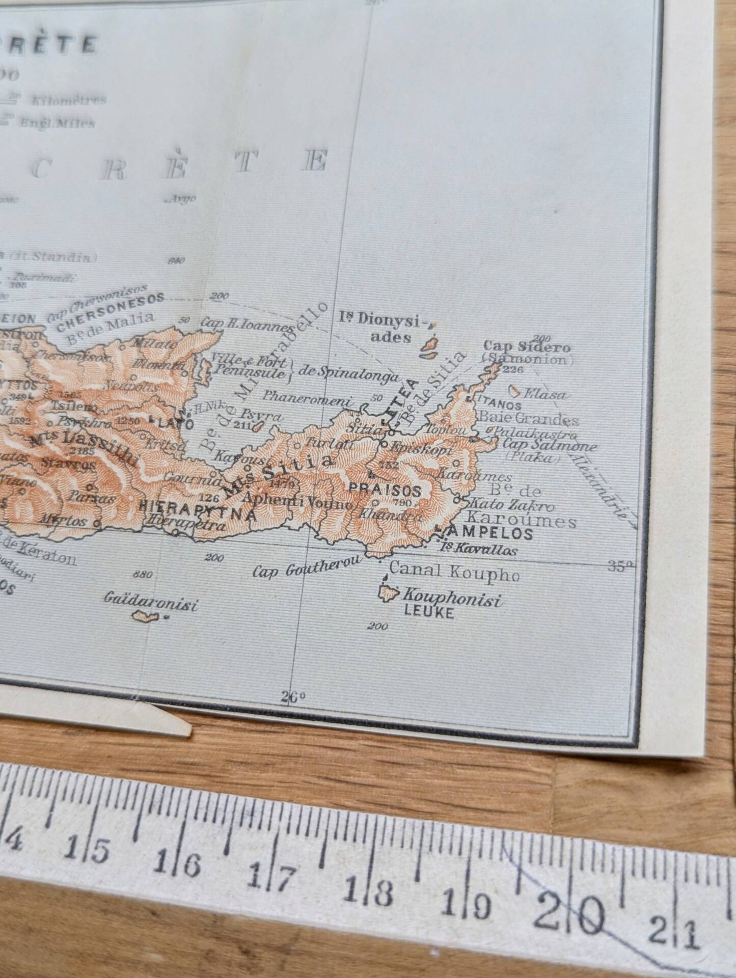 La Crète, Grèce, petit plan original imprimée en 1910.