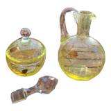 Carafe and sugar bowl in ouraline, Legras/Baccarat