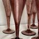 Set of 6 large vintage 1960s fuchsia bubble footed glasses.