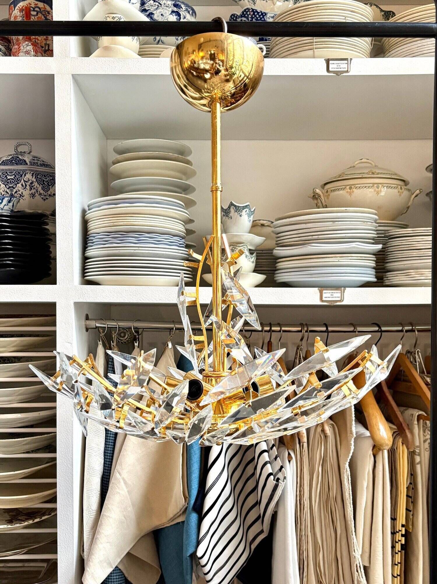 Rafael Tormo 6-light chandelier in gold metal and transparent tassels