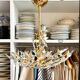 Rafael Tormo 6-light chandelier in gold metal and transparent tassels