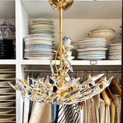 Rafael Tormo 6-light chandelier in gold metal and transparent tassels