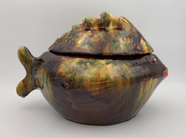 Vallauris vintage fish soup tureen, 1960s