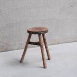 Primitive Mid-Century French Wooden Stool or Side Table