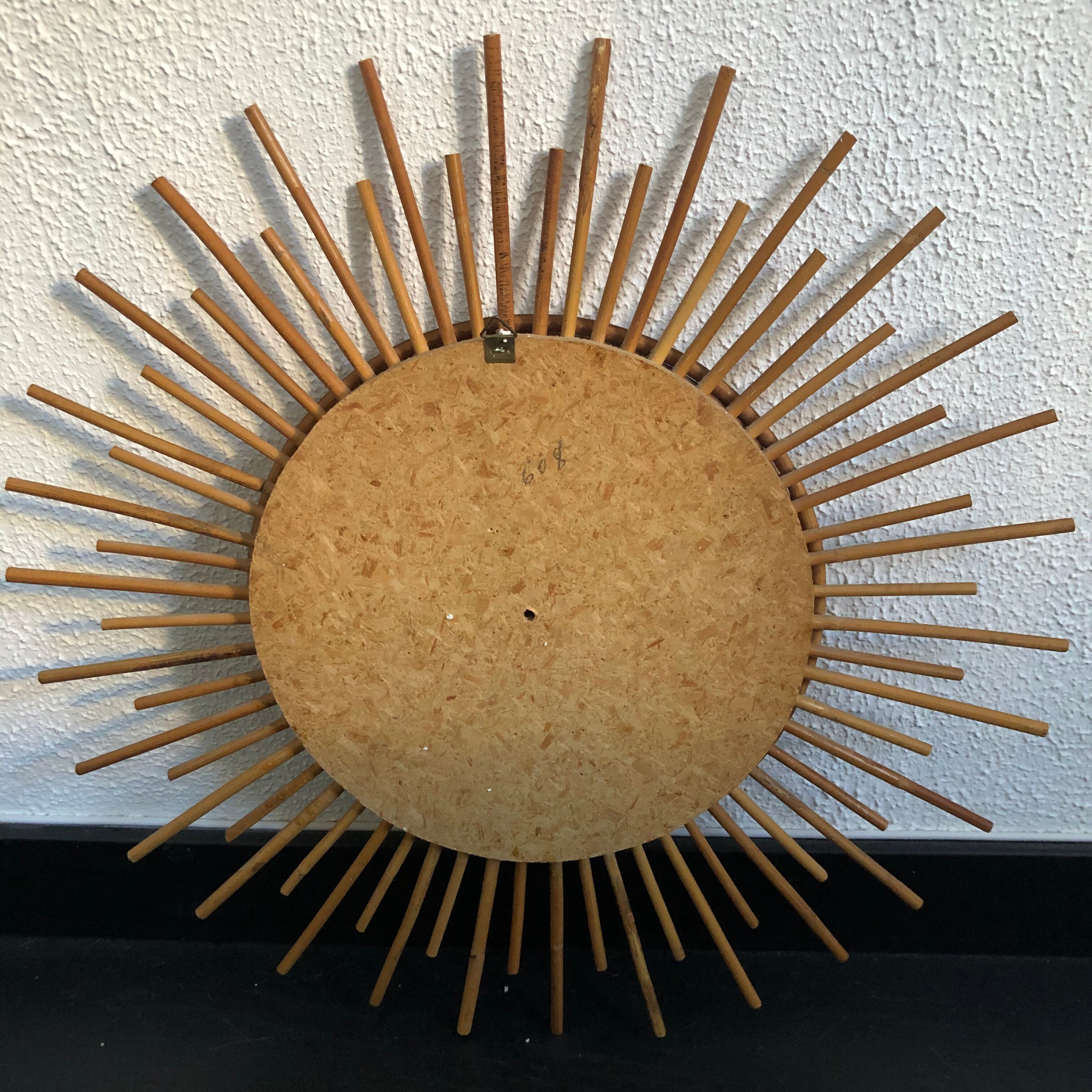 Vintage rattan sun mirror 1960 - 52 cm