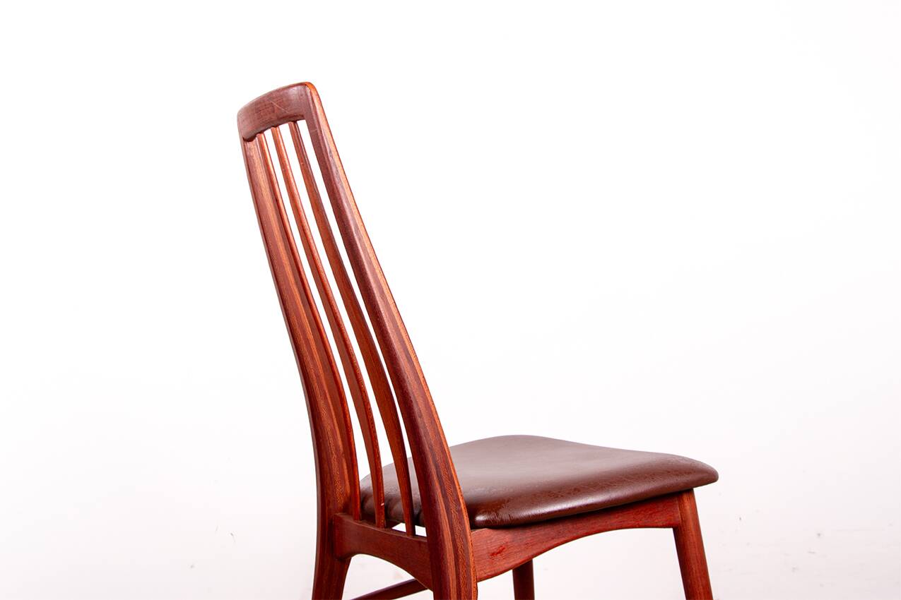6 Danish chairs in teak and new leather, model "Eva" by Niels Koefoed.