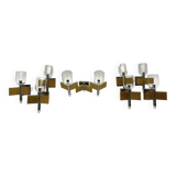 Mid-Century Modern set of eight brass and chrome sconces by Sciolari. Italy 1970s
