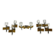 Mid-Century Modern set of eight brass and chrome sconces by Sciolari. Italy 1970s