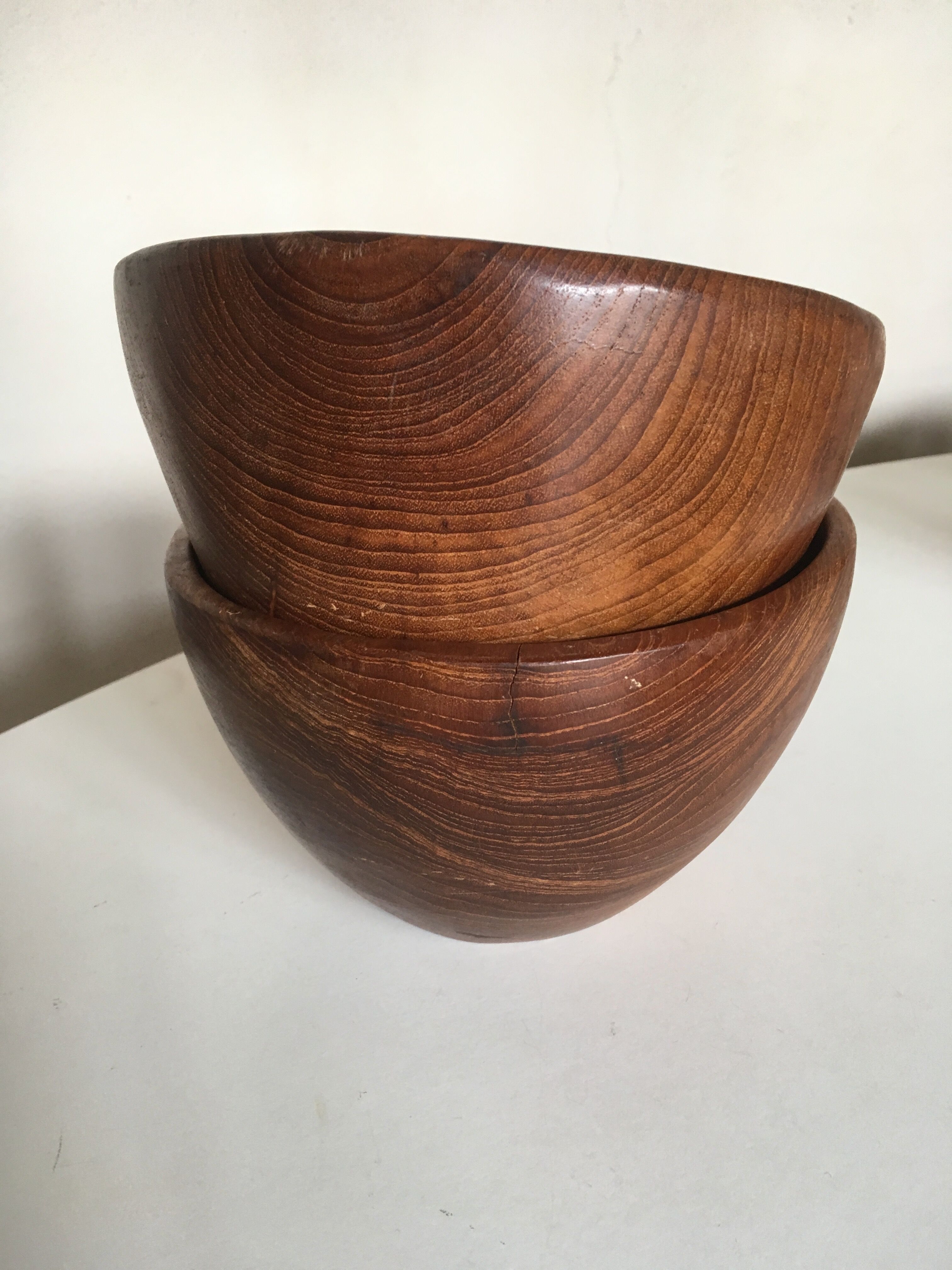 Pair of teak bowls