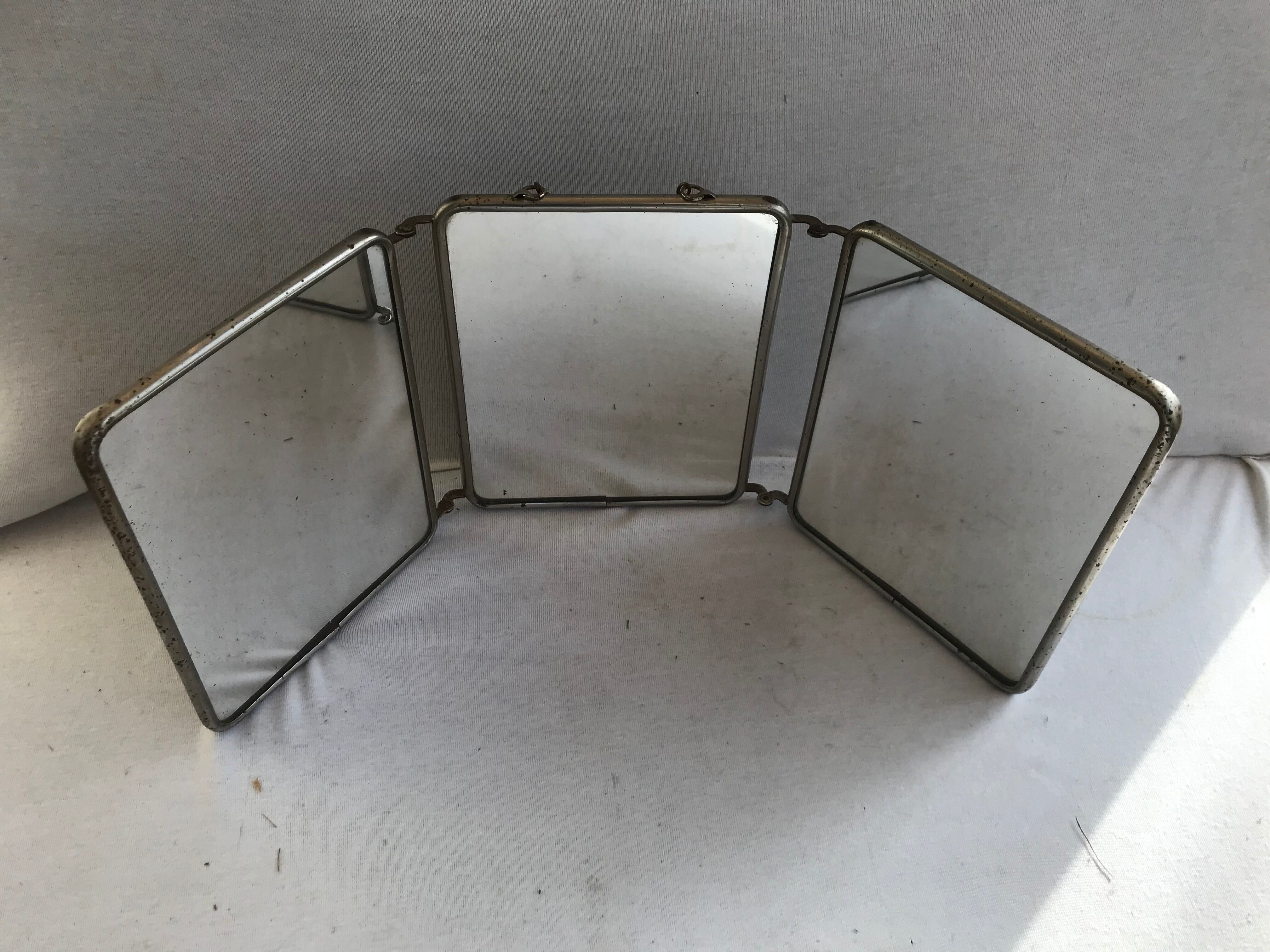 Ancien miroir triptyque barbier