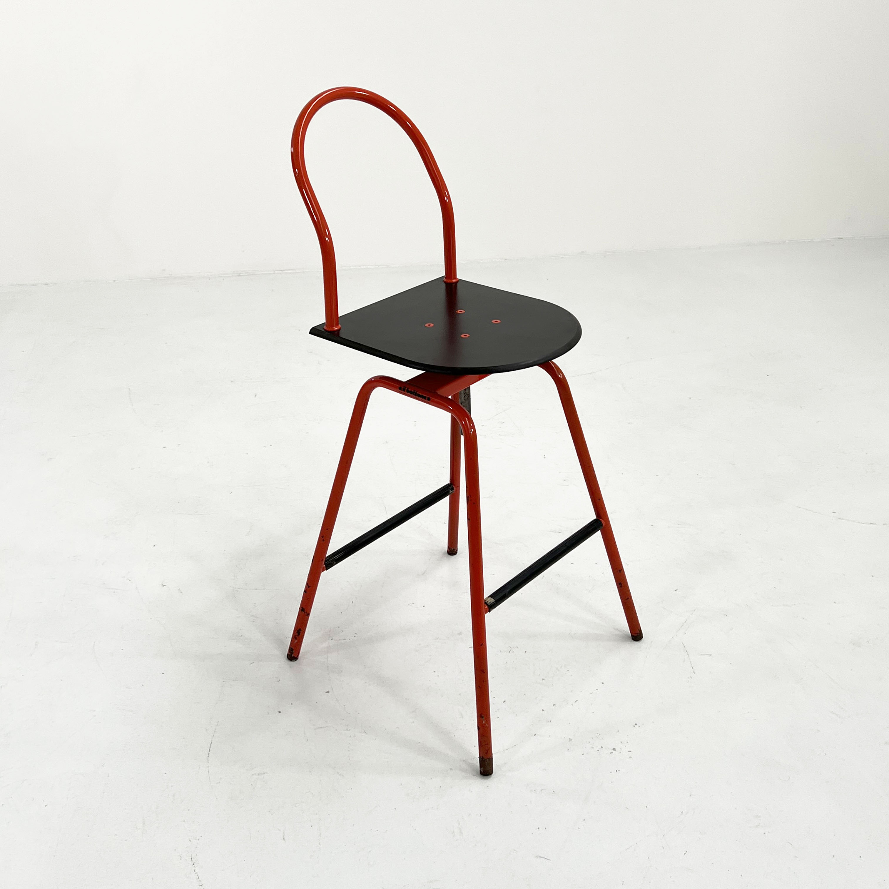 Adjustable and Swivel Bar Stool Il Bottone by Paolo Parigi for Heron Parigi, 1980