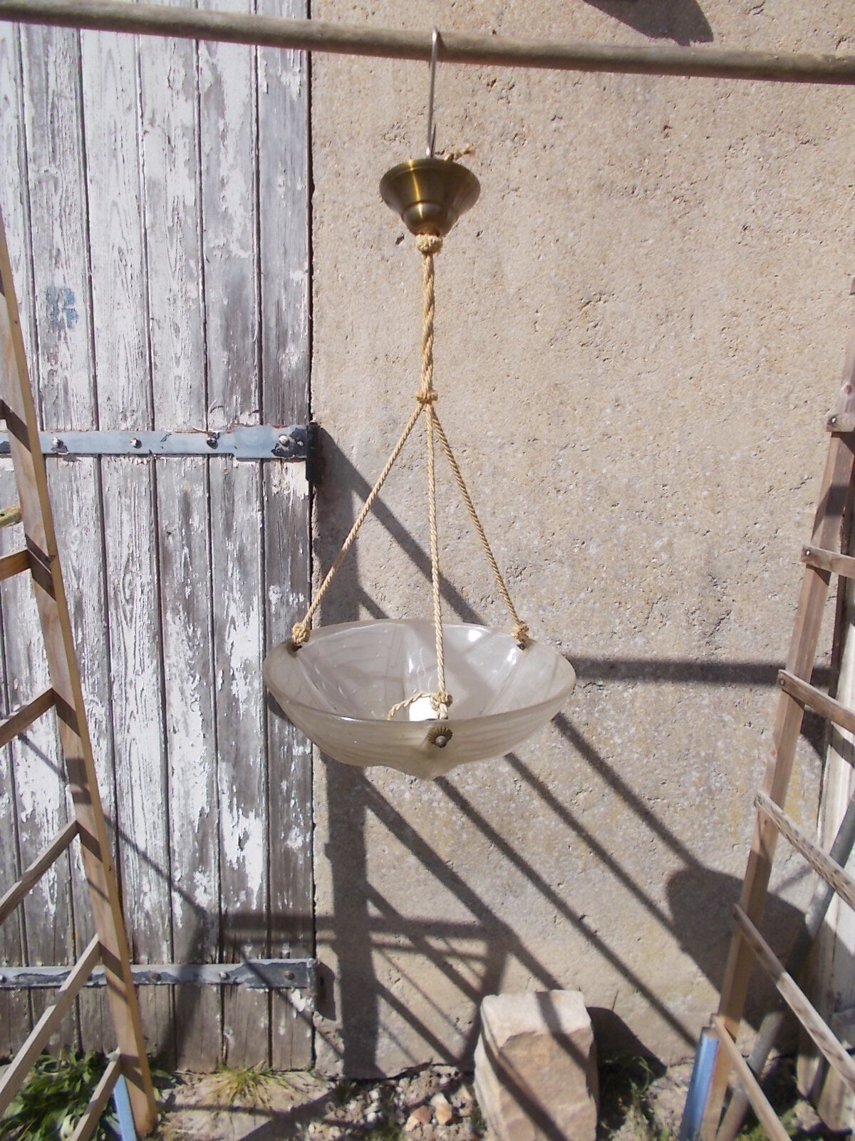 Art deco ceiling light in moulded glass