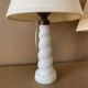 Set of 2 small old twisted opaline lamps