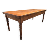 Table de ferme ancienne de style Louis Philippe en cerisier massif avec ses 2 allonges.