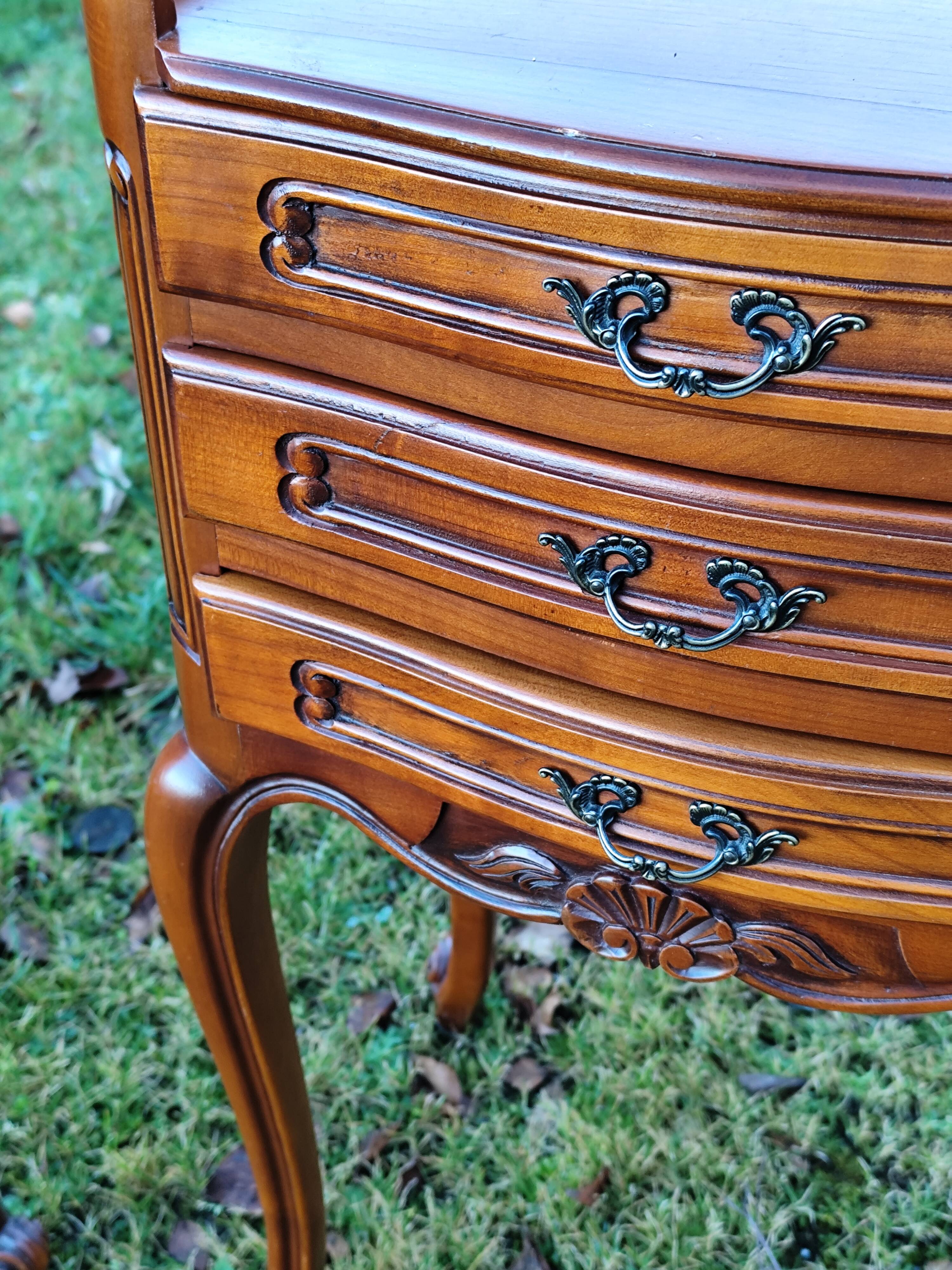 Pair of Louis XV cherry bedside tables - 3 drawer bedside table