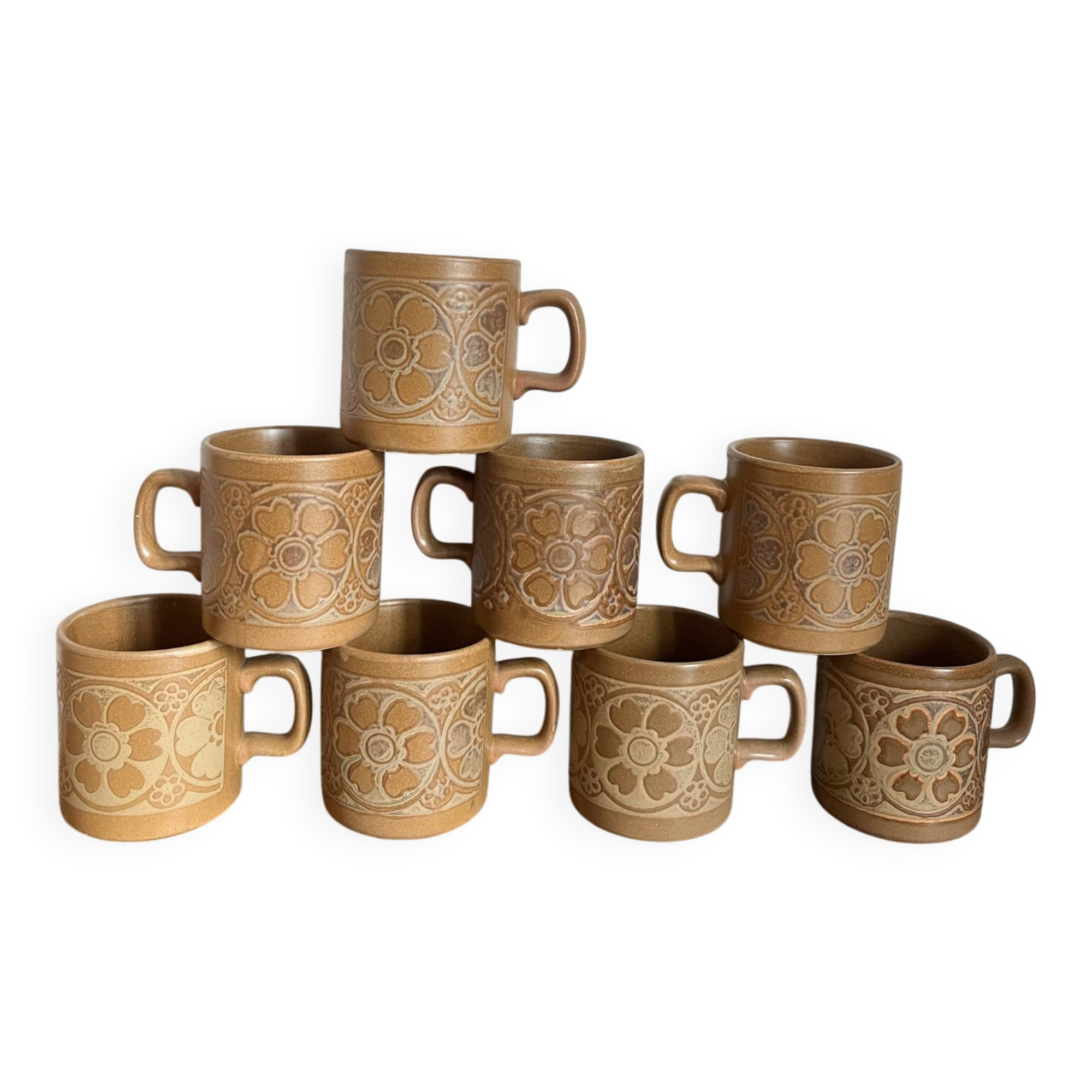 8 stoneware mugs