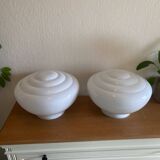 Pair of Art Deco opaline glass lampshades