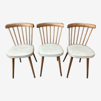 Suite de trois chaises Baumann, catalogue 1958/59