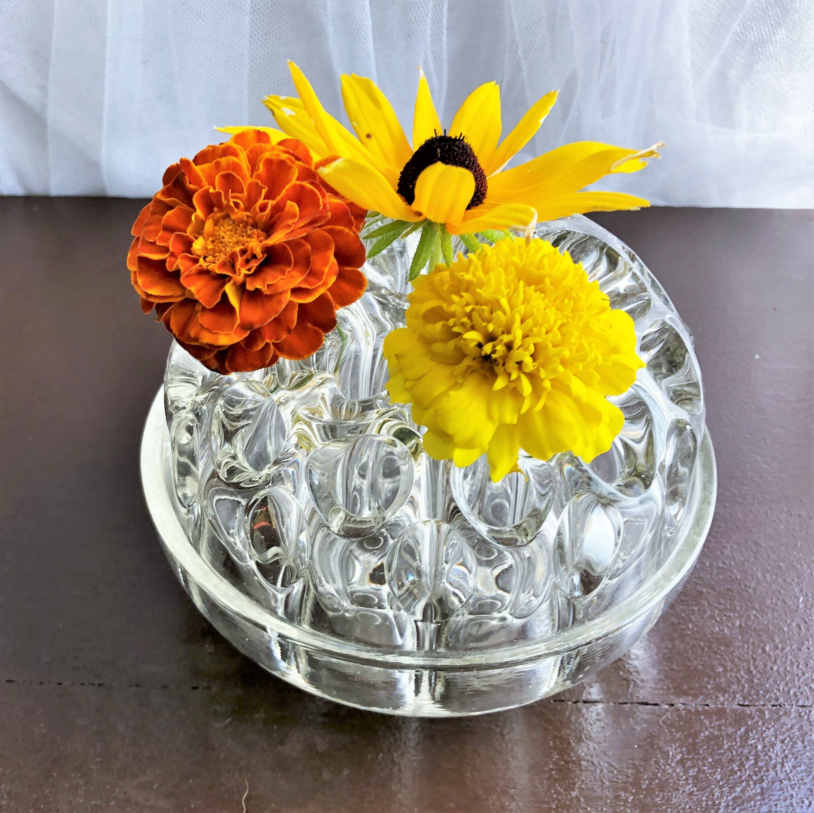Vase pique-fleurs boule verre épais style art Déco
