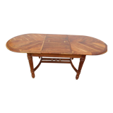 Oval table, integrated extension, in exotic wood