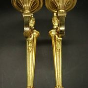 Pair of 1-light louis xvi style wall lights from lucien gau, paris - bronze