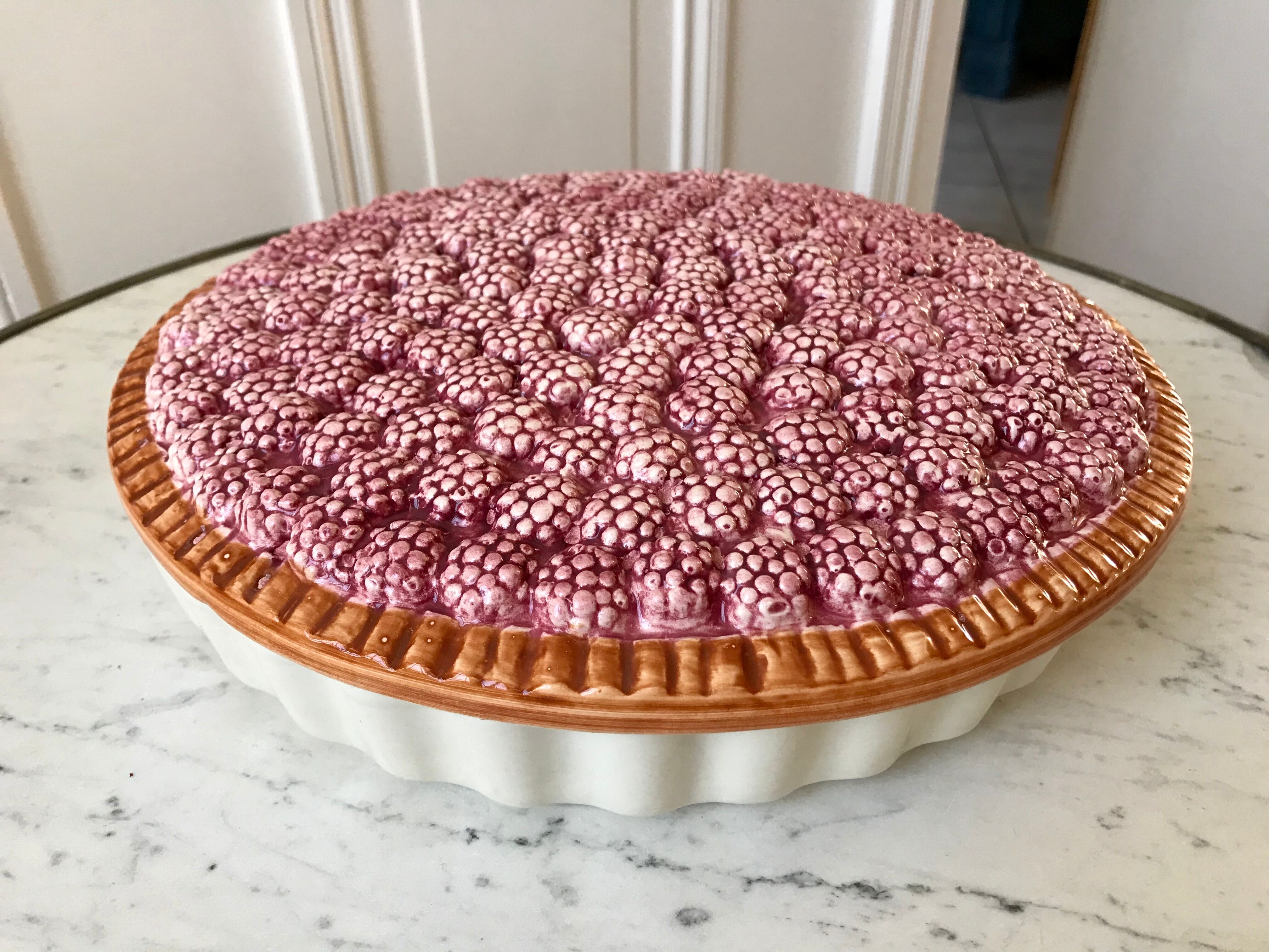 Vintage raspberry slurry pie dish 50s