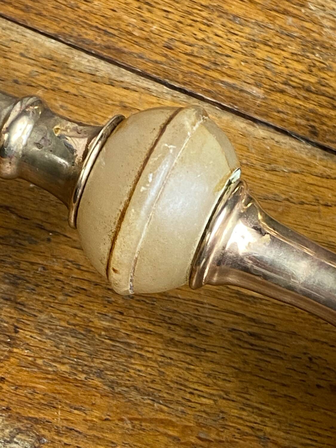 Brass and stone candlestick