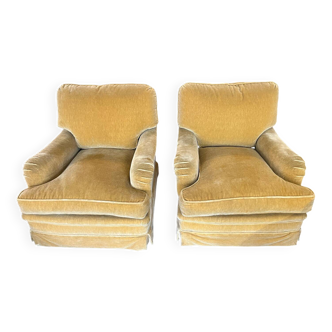 Paire de fauteuils en velours 1960