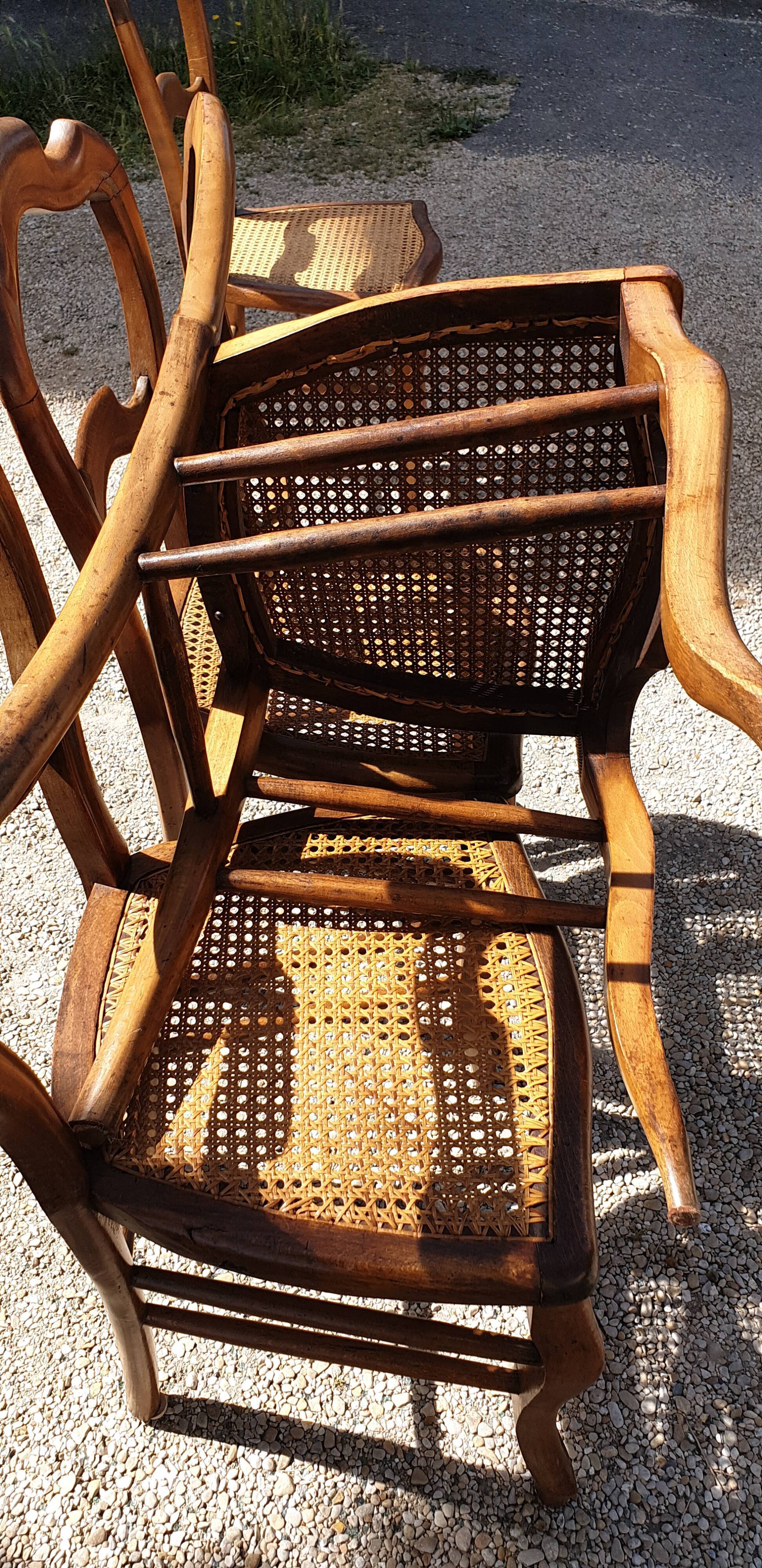 4 chairs Louis Philippe canné